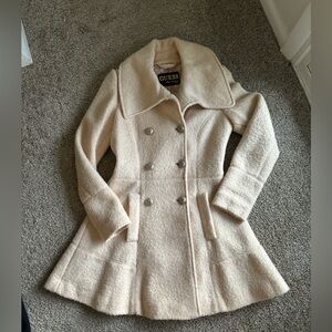 Vintage Guess Double Breasted Pale Ivory Pink Peacoat